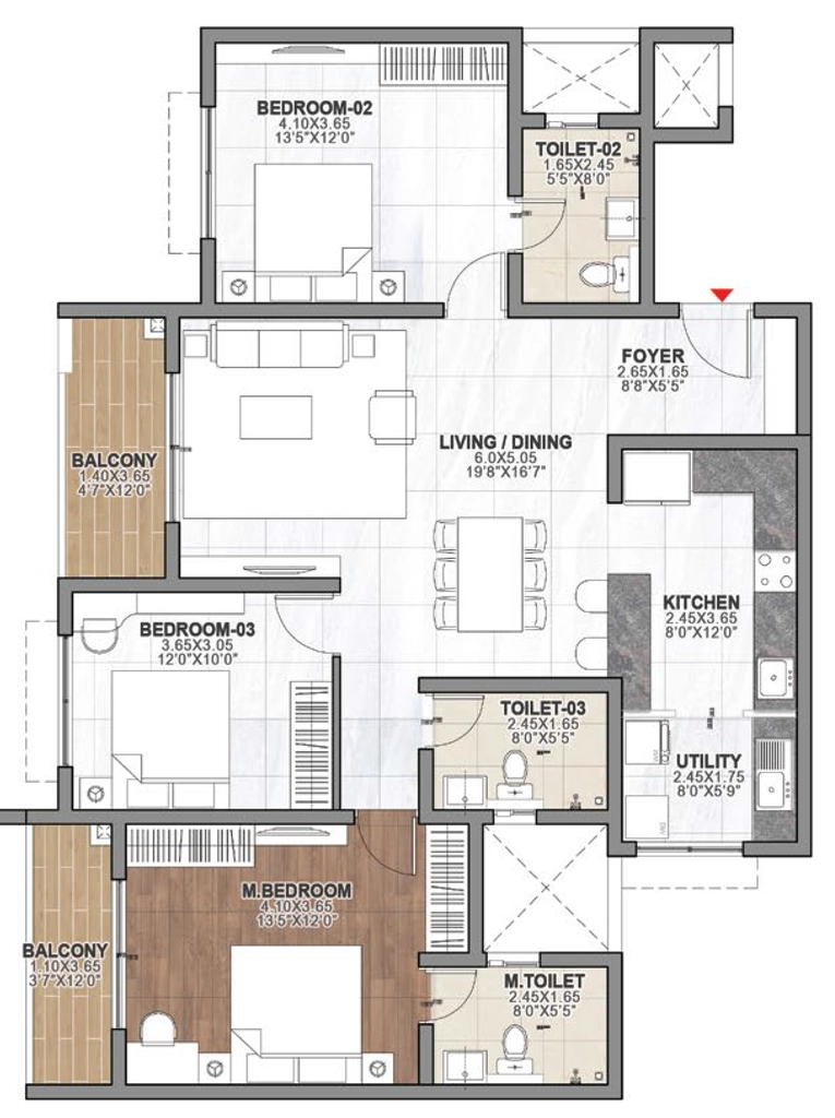 3 BHK Flat in Ebony At Brigade Orchards in Devanahalli, Bangalore - Image 903582