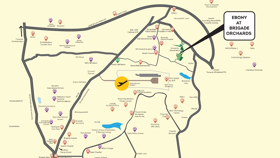 Location of Ebony At Brigade Orchards in Devanahalli, Bangalore - Image 370378