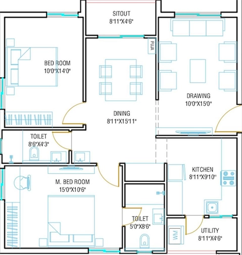 2 BHK Flat in Golden Vikas Residency in Miyapur, Hyderabad - Image 903586