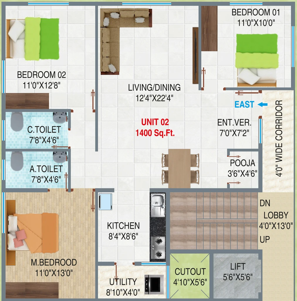 3 BHK Flat in Lavish Akul Shelters in Vijayanagar, Bangalore - Image 903587