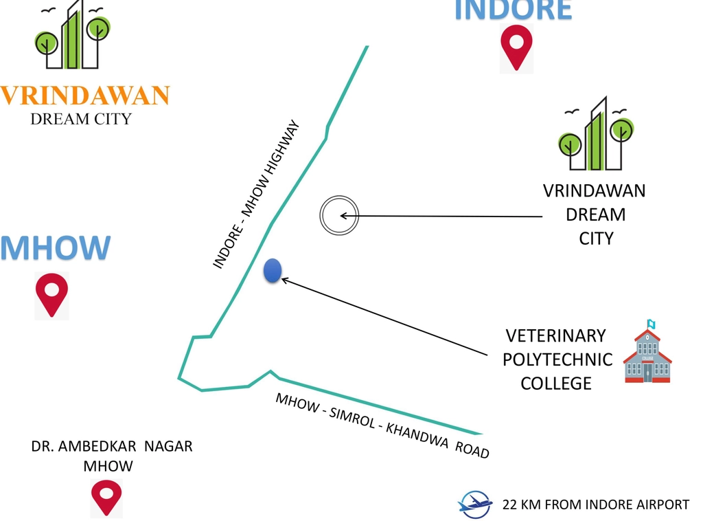 Location of Dhanshri Vrindavan Dream City in Mhow, Indore - Image 370425