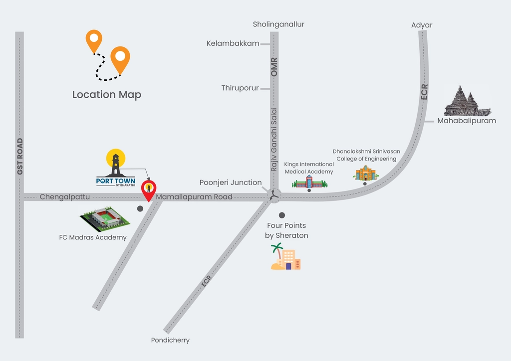 Location of GT Port Town in Mahabalipuram, Chennai - Image 370655