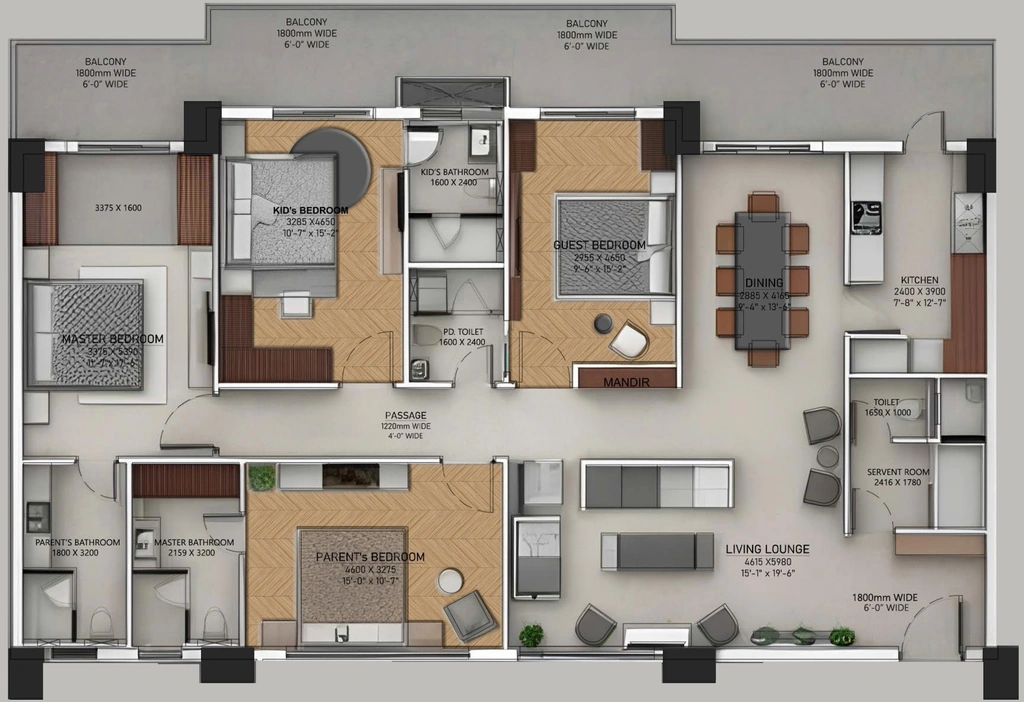 4 BHK Flat in Ananta Vilasa in Sector 56, Gurgaon - Image 903869