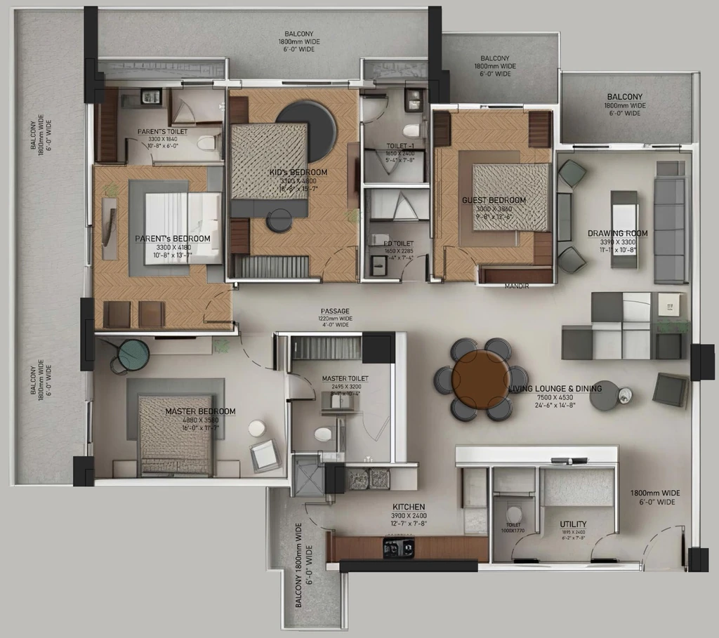 4 BHK Flat in Ananta Vilasa in Sector 56, Gurgaon - Image 903870
