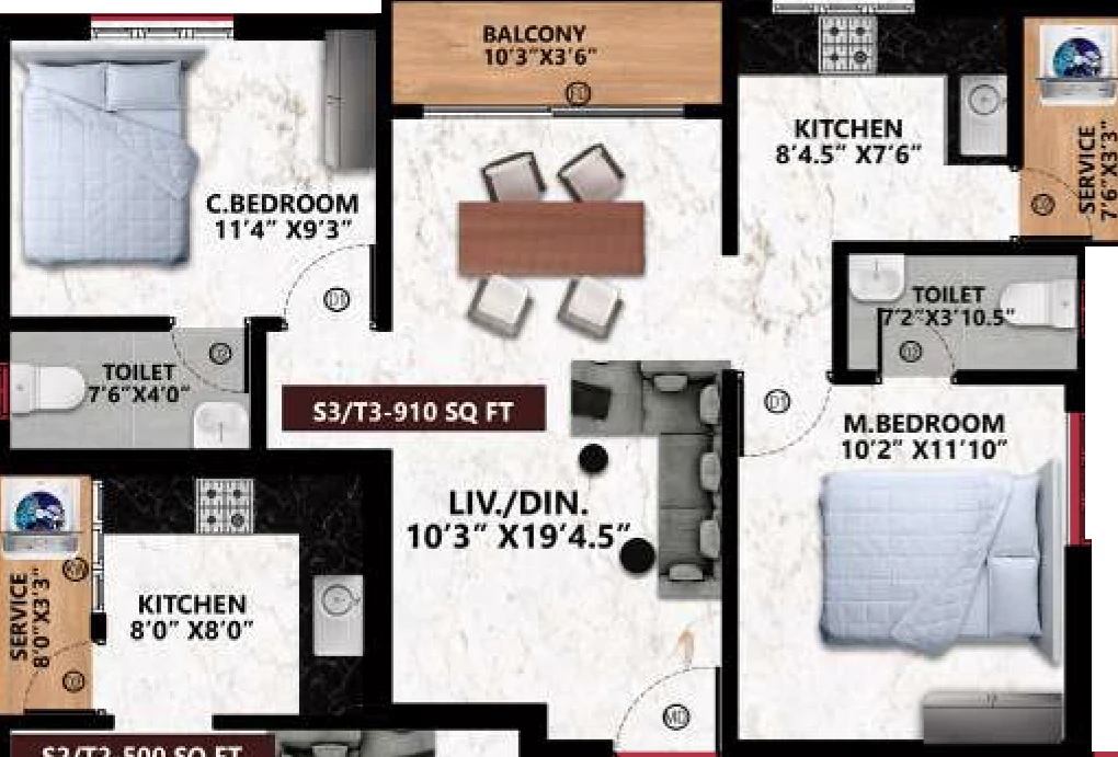 2 BHK Flat in Viva Venba in Kolapakkam, Chennai - Image 903771
