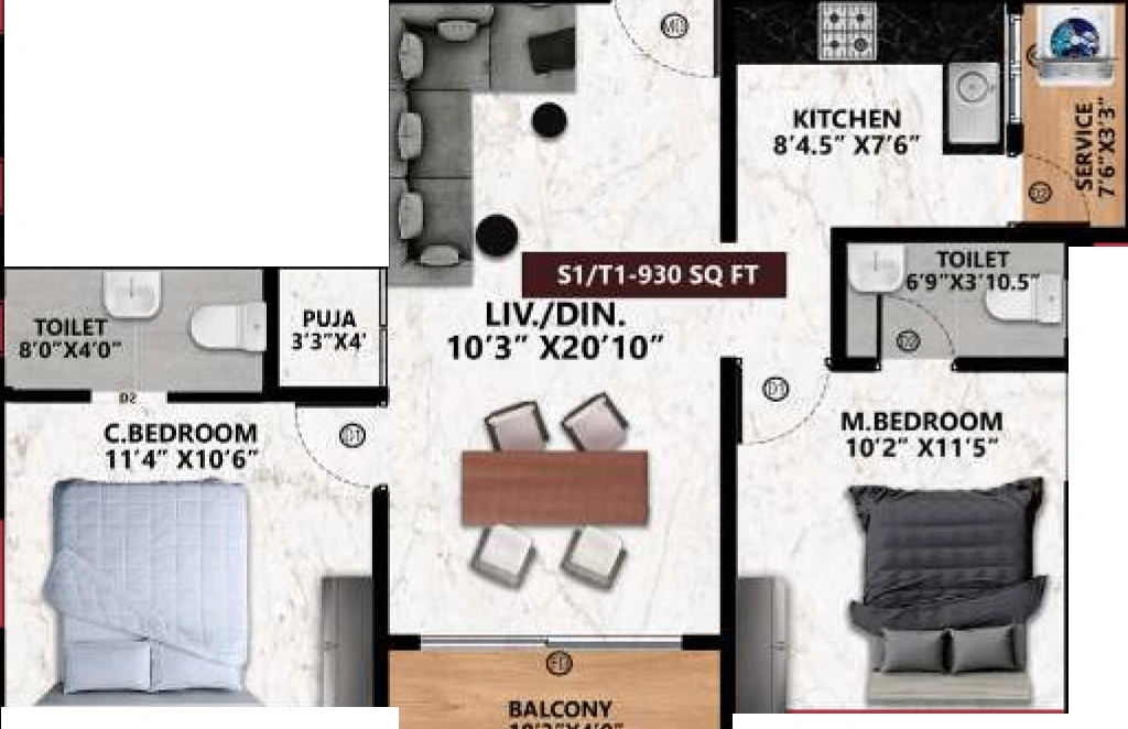 2 BHK Flat in Viva Venba in Kolapakkam, Chennai - Image 903772