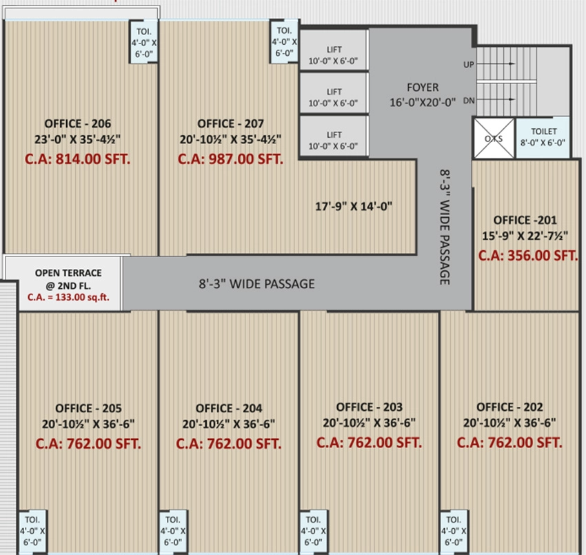 Floor Plan of Accron Trade Center in Majura Gate, Surat - Image 370703