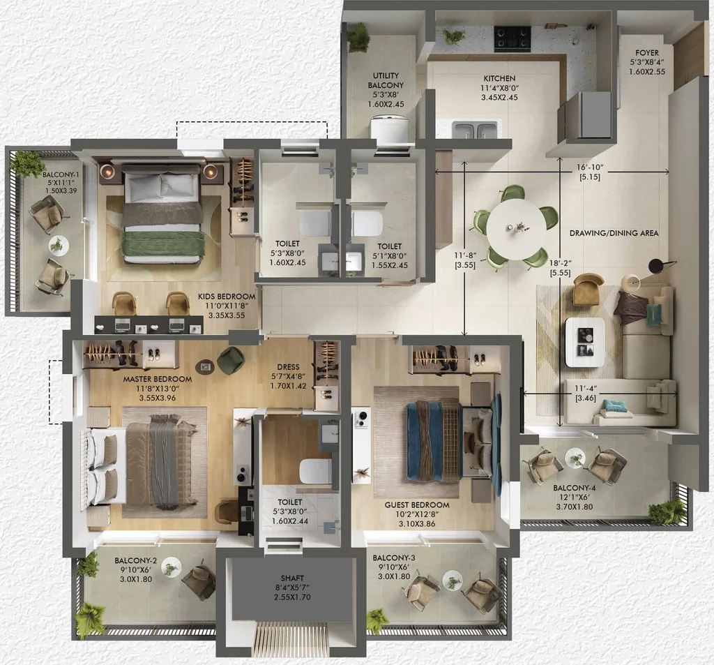 3 BHK Flat in Ashiana Aaroham in Sector 80, Gurgaon - Image 903879