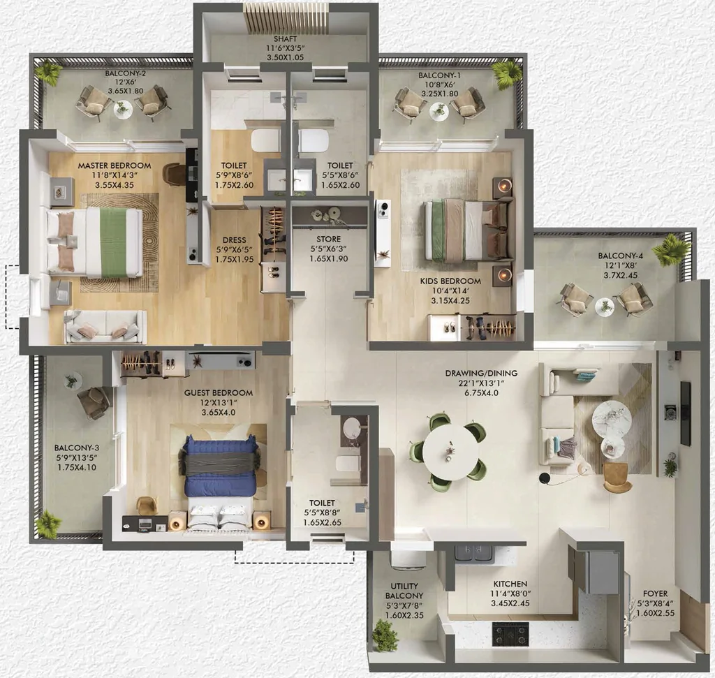 3 BHK Flat in Ashiana Aaroham in Sector 80, Gurgaon - Image 903880