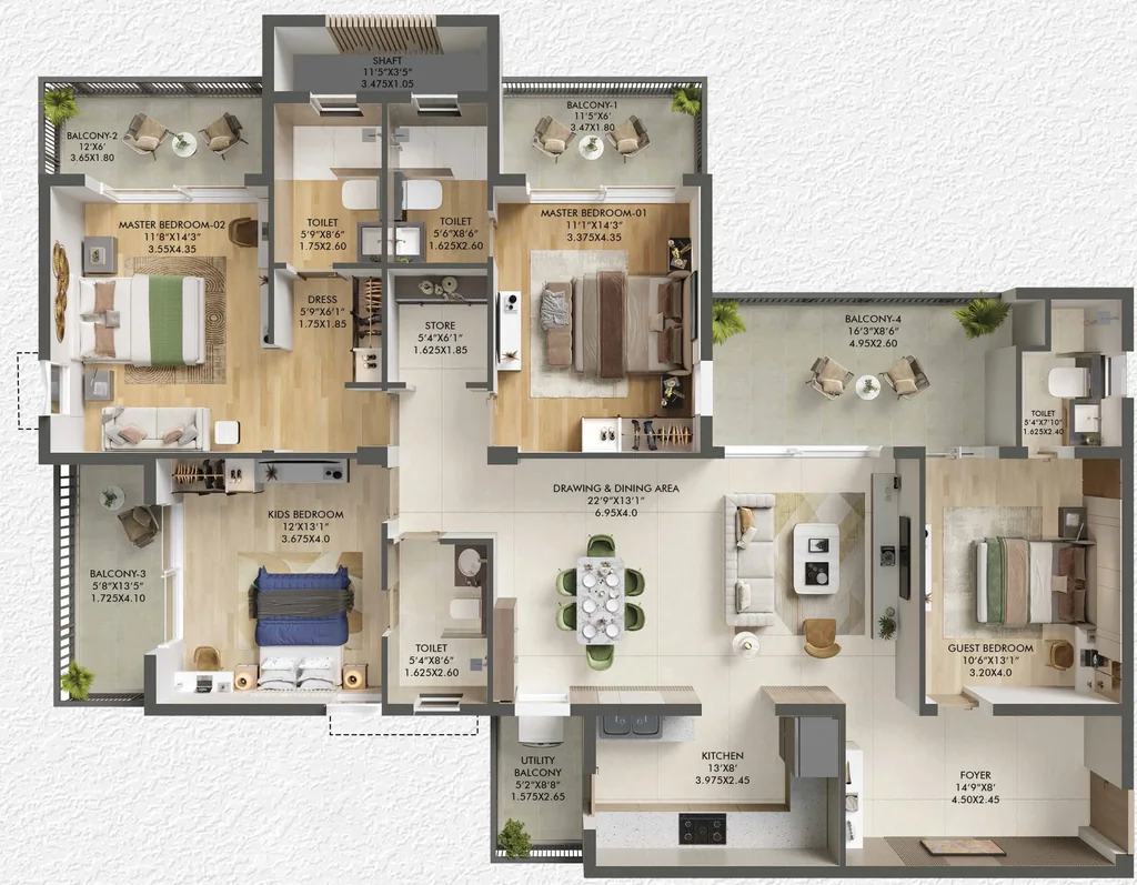 4 BHK Flat in Ashiana Aaroham in Sector 80, Gurgaon - Image 903881