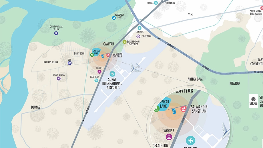 Location of Spacekreators Aerobiz Connect in Dumas Road, Surat - Image 370740