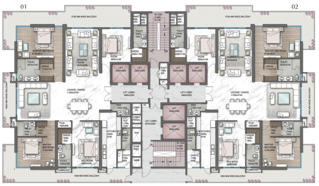 Floor Plan of Central Park Delphine in Sector 104, Gurgaon - Image 370942