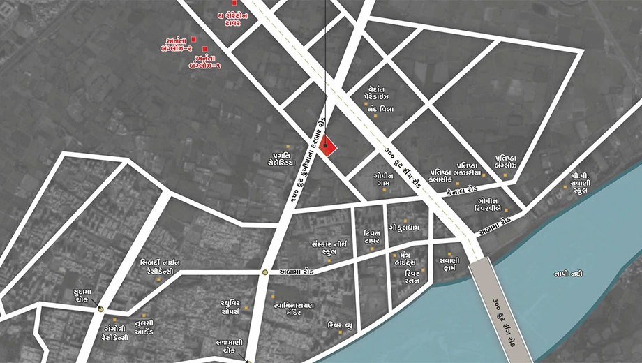Location of Ananta Orbis in Mota Varachha, Surat - Image 370797