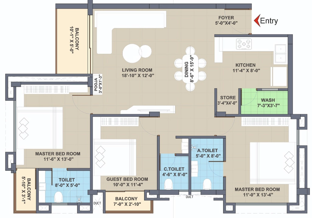 3 BHK Flat in Sarthak Enclave in Subhanpura, Vadodara - Image 903929