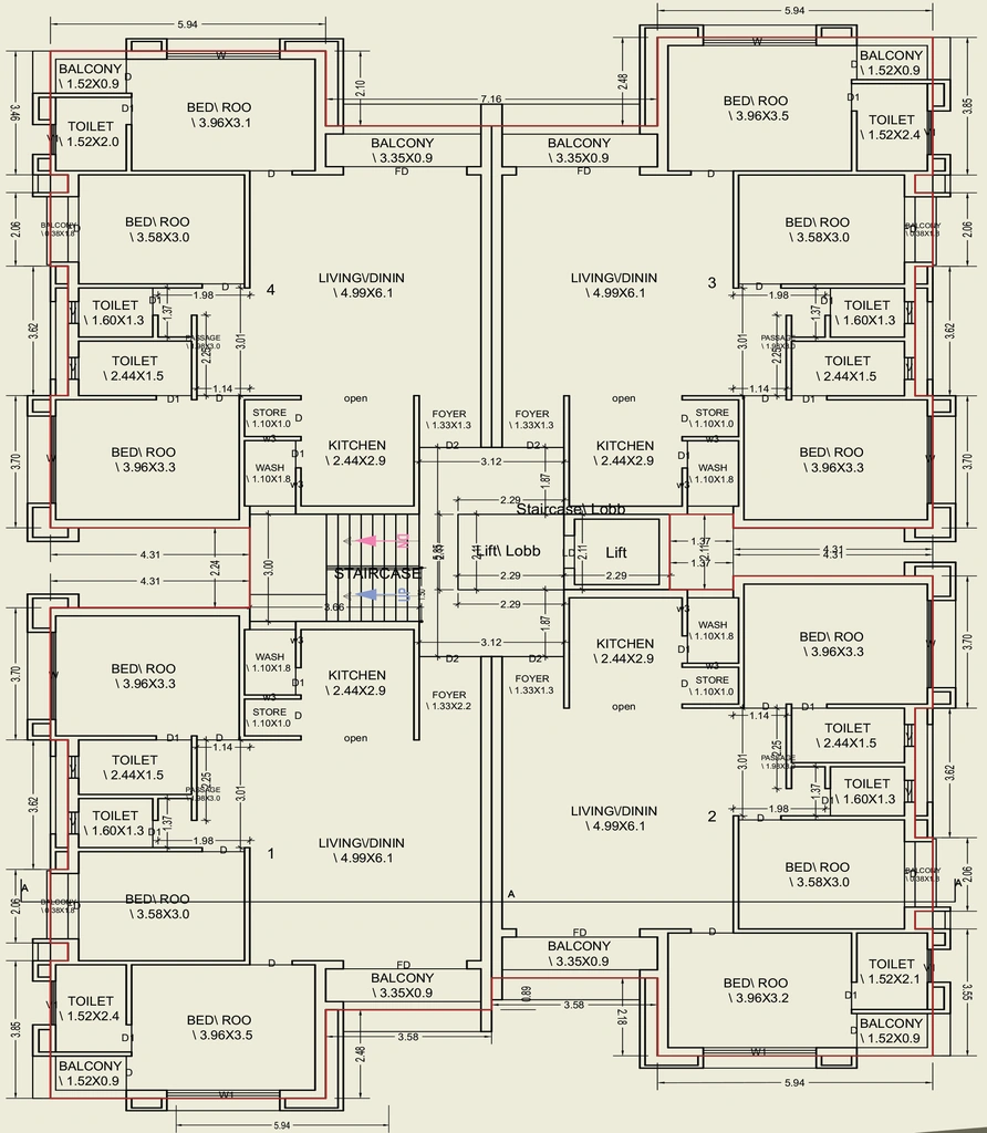 Floor Plan of Sarthak Enclave in Subhanpura, Vadodara - Image 371023
