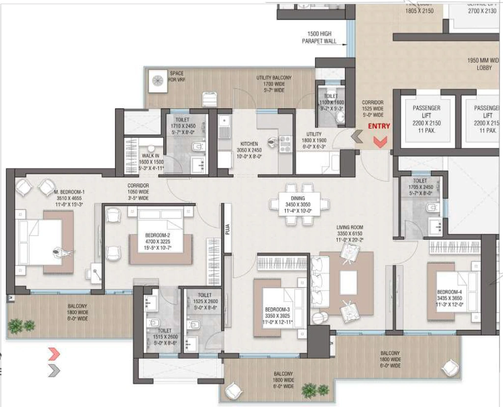 4 BHK Flat in Satya Levante Residences in Sector 104, Gurgaon - Image 903932