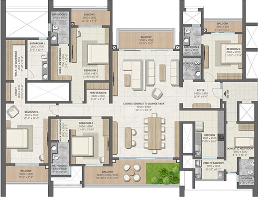 4 BHK Flat in Sobha Aranya in Sector 80, Gurgaon - Image 903940