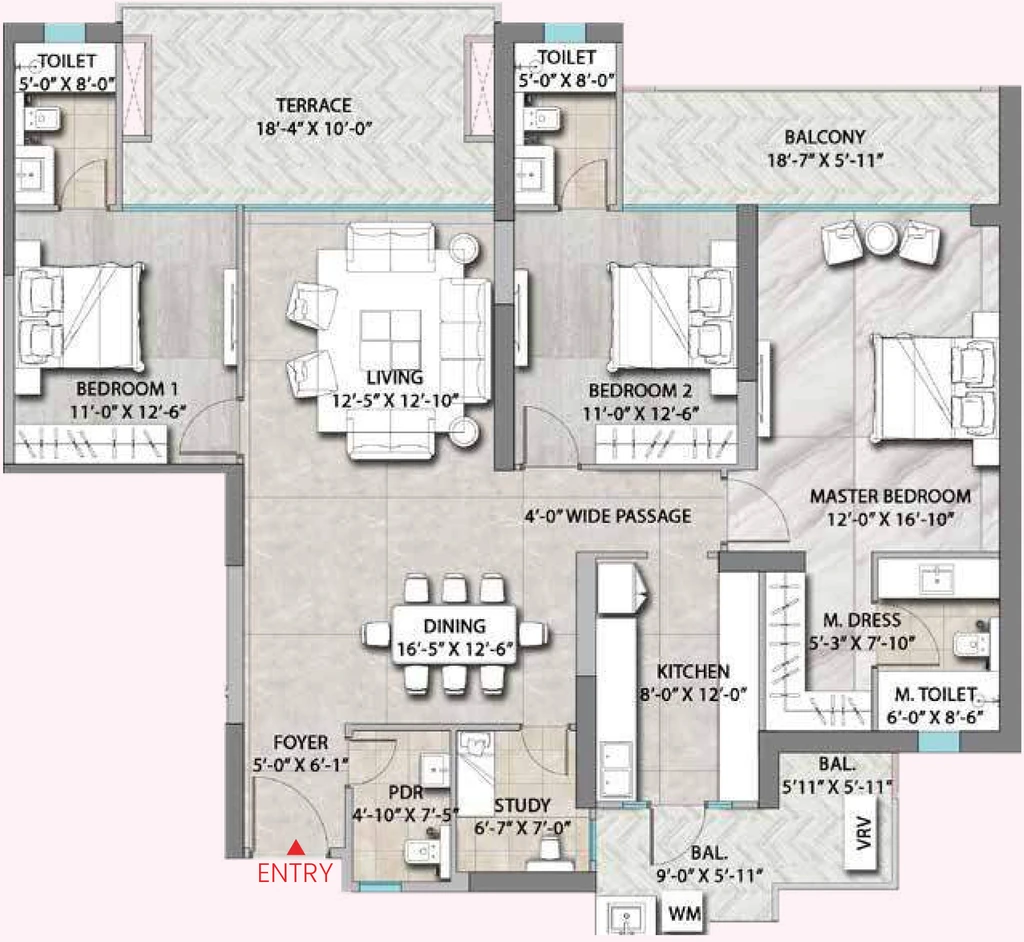 3 BHK Flat in Suncity Monarch Residences in Sector 78, Gurgaon - Image 903941
