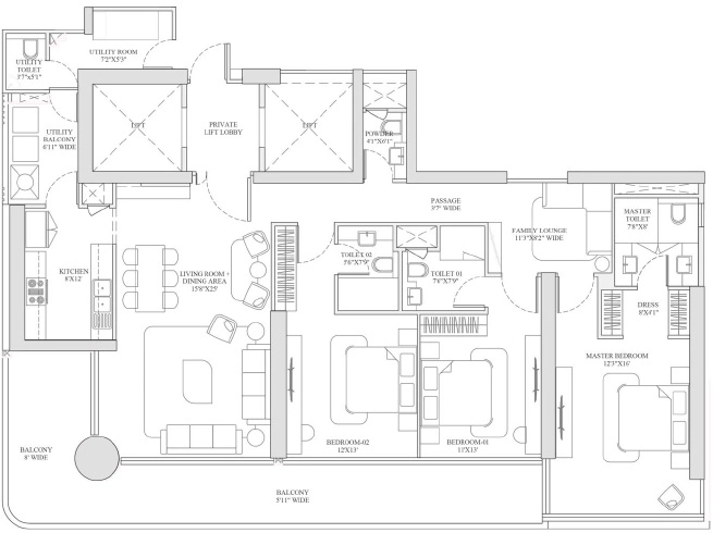3 BHK Flat in Trump Residences Gurgaon in Sector 69, Gurgaon - Image 903943