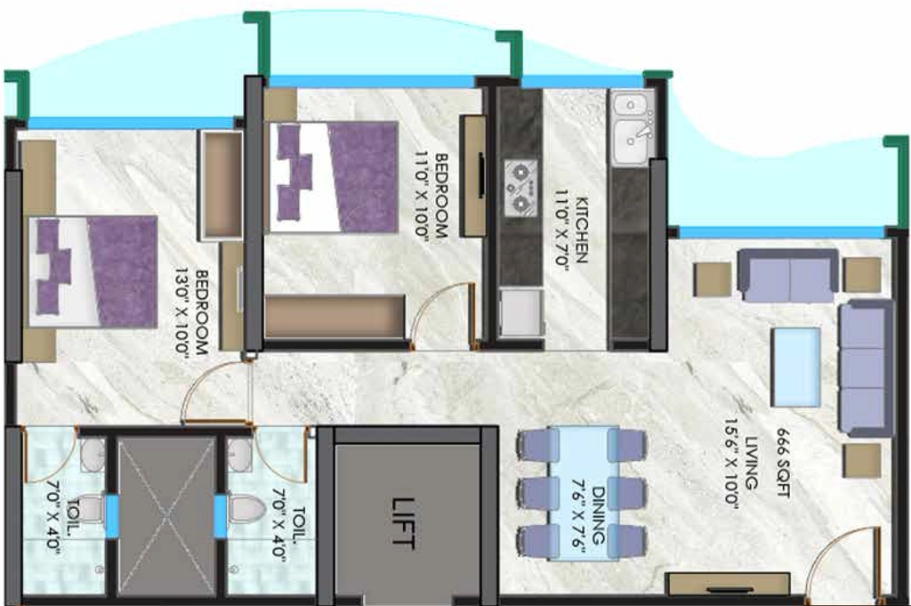2 BHK Flat in AVA Maple in Borivali East, Mumbai - Image 904054