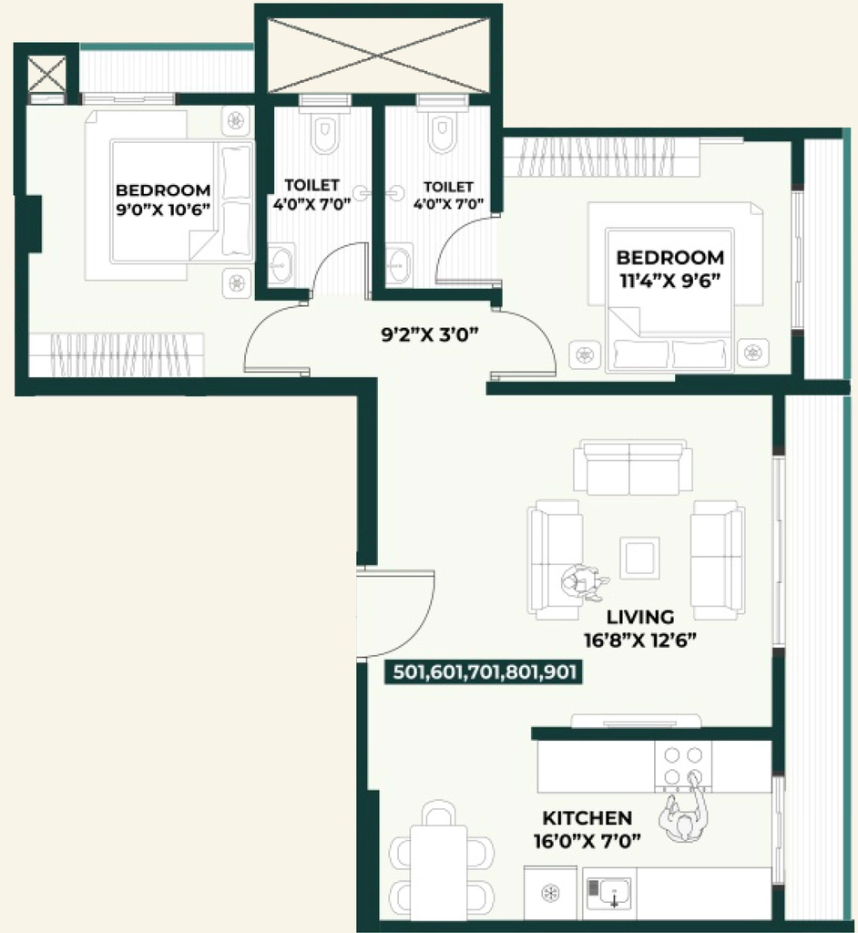 2 BHK Flat in Rathi Nivera in Borivali East, Mumbai - Image 904057