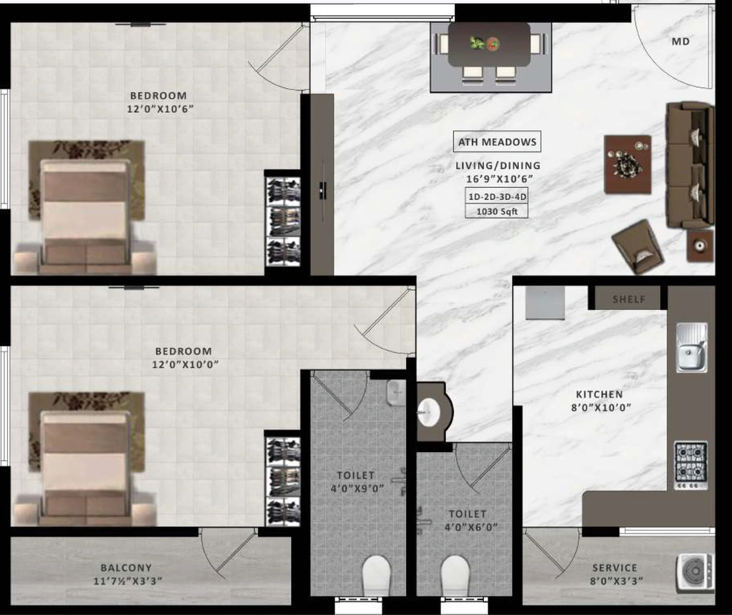 2 BHK Flat in ATH Meadows in Madambakkam, Chennai - Image 904019