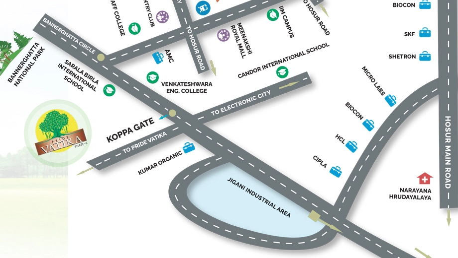 Location of Pride Vatika Plots Phase 2 in Jigani, Bangalore - Image 371293