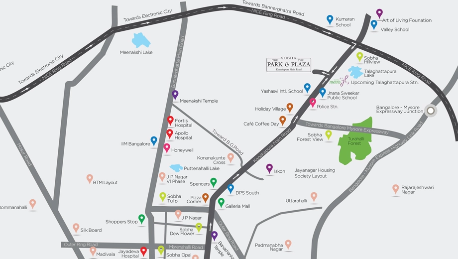 Location of Sobha The Park And The Plaza in Kanakapura, Bangalore - Image 371309