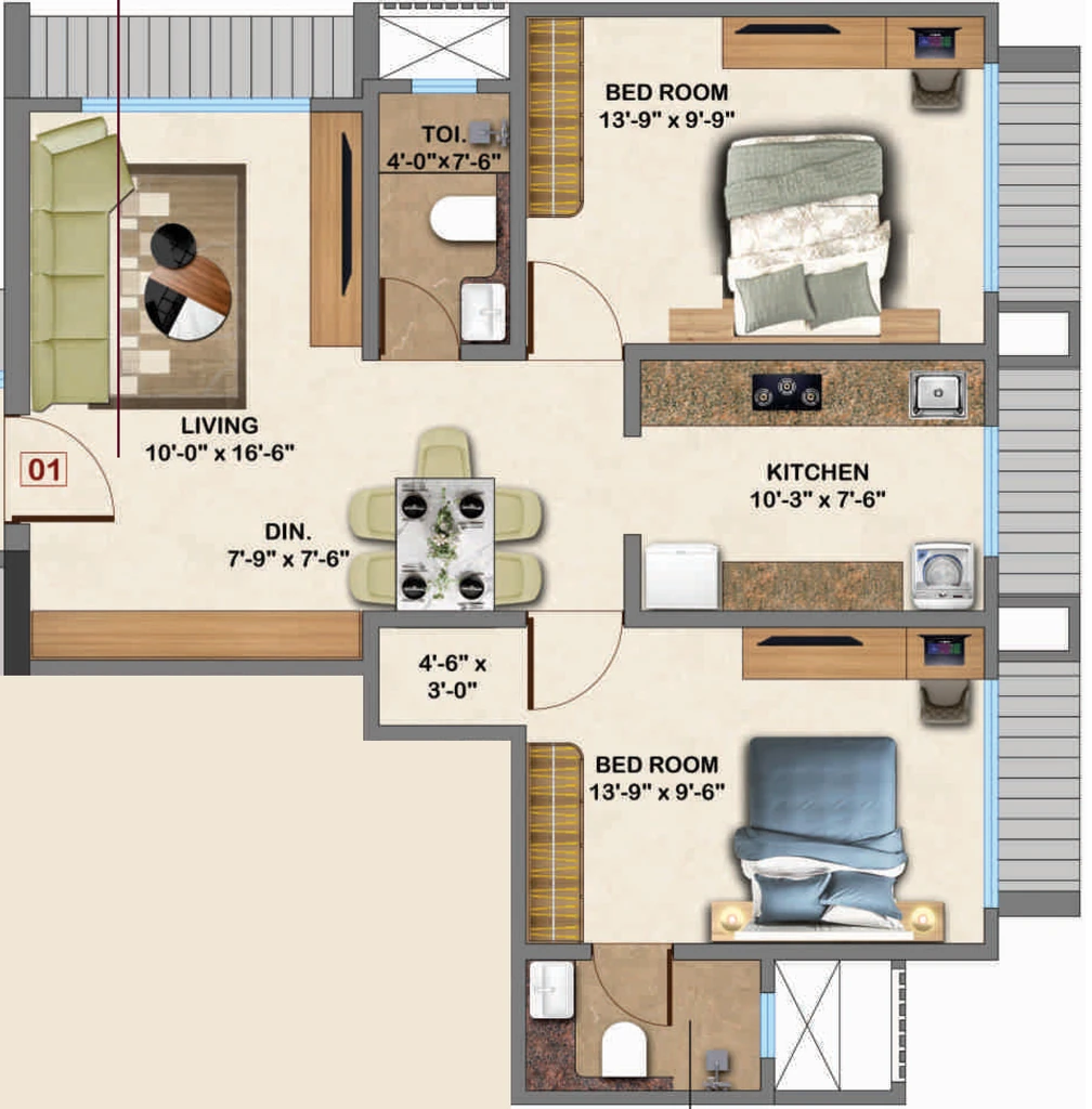 2 BHK Flat in Khushi Avyukta Megha in Borivali East, Mumbai - Image 904228