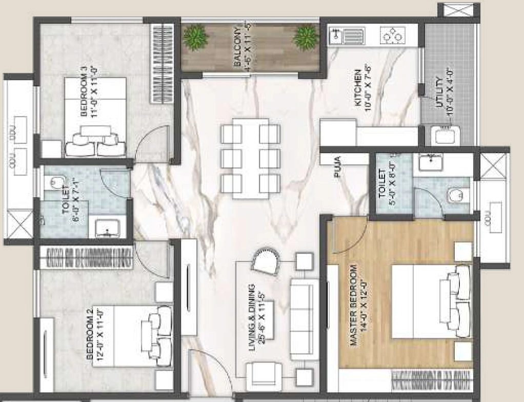 3 BHK Flat in Namishree Swar Tattvam in Secunderabad, Hyderabad - Image 904067