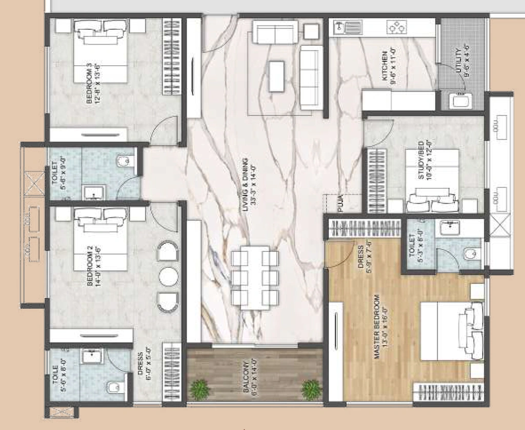 3 BHK Flat in Namishree Swar Tattvam in Secunderabad, Hyderabad - Image 904071