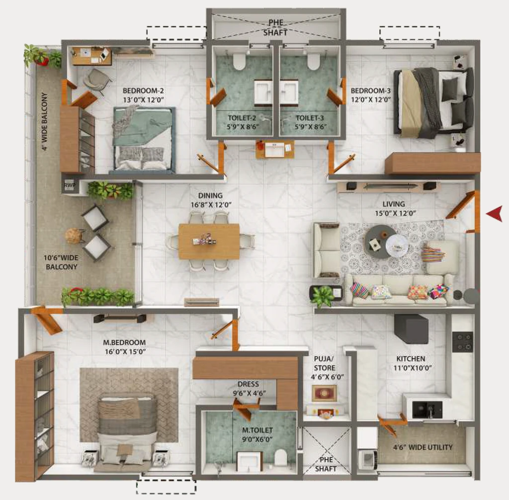 3 BHK Flat in Ramky The Eminent in Rajendra Nagar, Hyderabad - Image 904073
