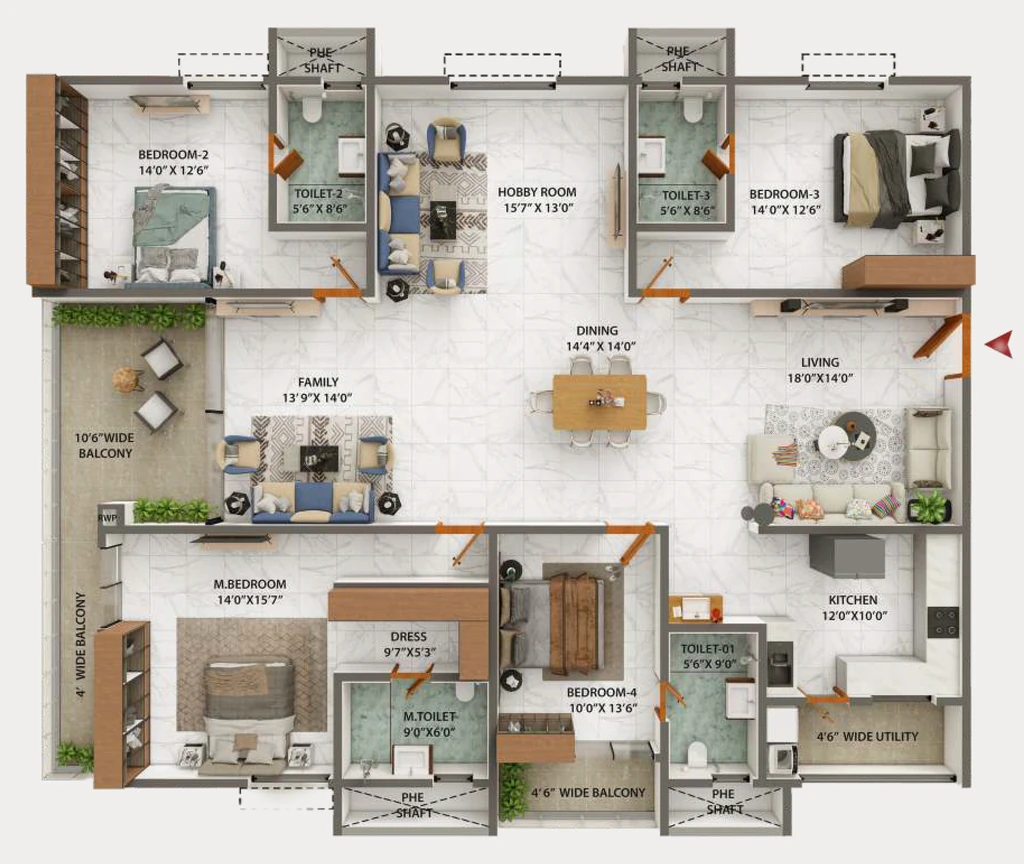 4 BHK Flat in Ramky The Eminent in Rajendra Nagar, Hyderabad - Image 904076