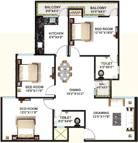 3 BHK Flat in Regal Treasure in Ayodhya Bypass, Bhopal - Image 904144