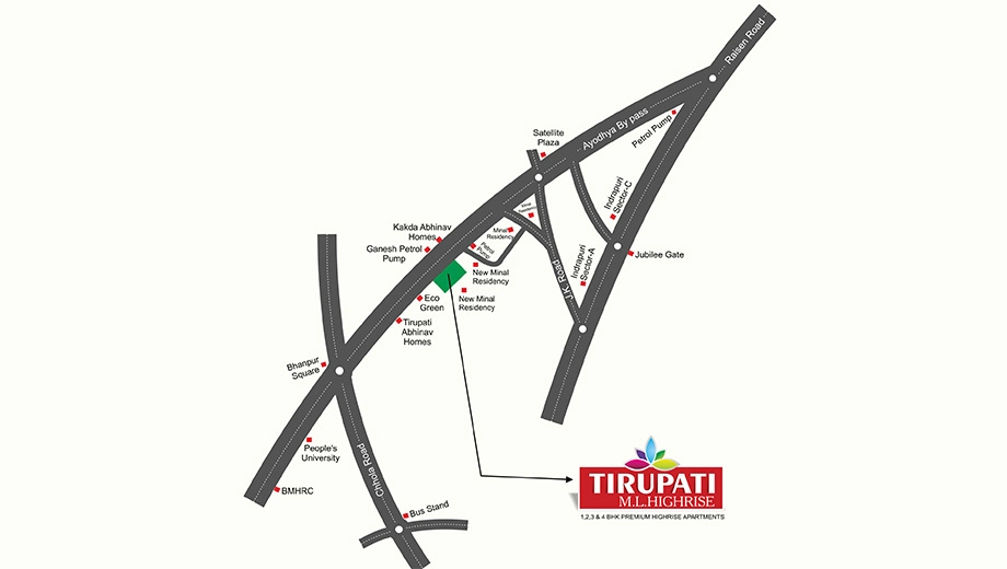 Location of MP Tirupati ML Highrise in Ayodhya Bypass, Bhopal - Image 371589
