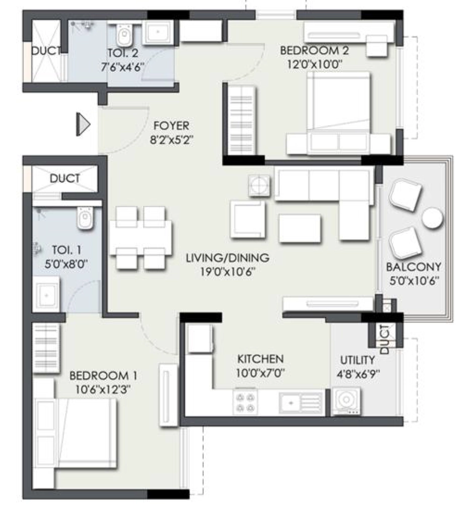 2 BHK Flat in TG Heritage in Kanakapura Road, Bangalore - Image 904116