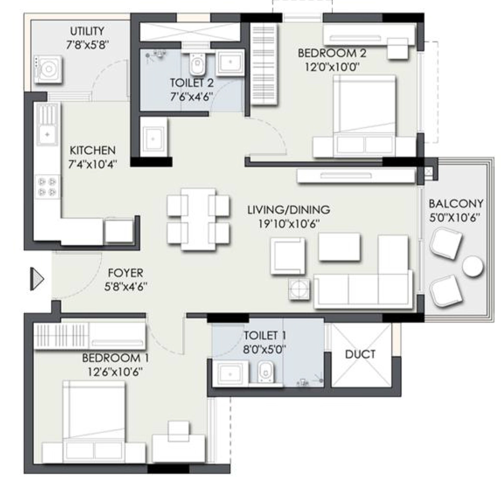 2 BHK Flat in TG Heritage in Kanakapura Road, Bangalore - Image 904115