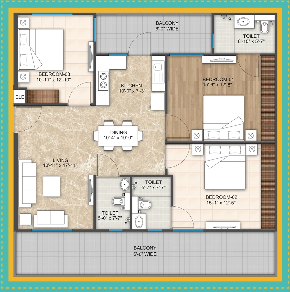 3 BHK Flat in Emerald Aanandam Residency in Sector 89, Faridabad - Image 904193