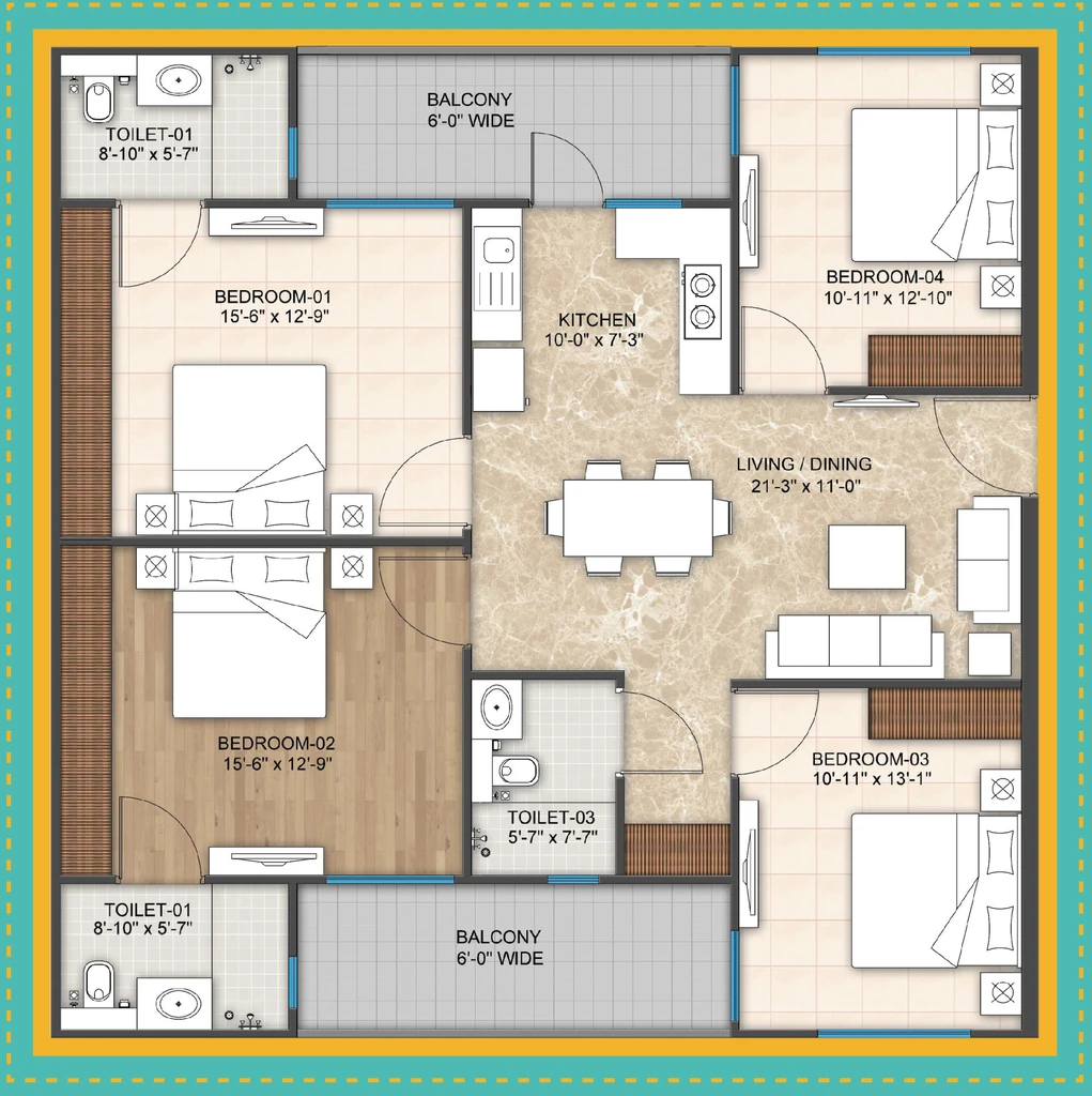 4 BHK Flat in Emerald Aanandam Residency in Sector 89, Faridabad - Image 904194