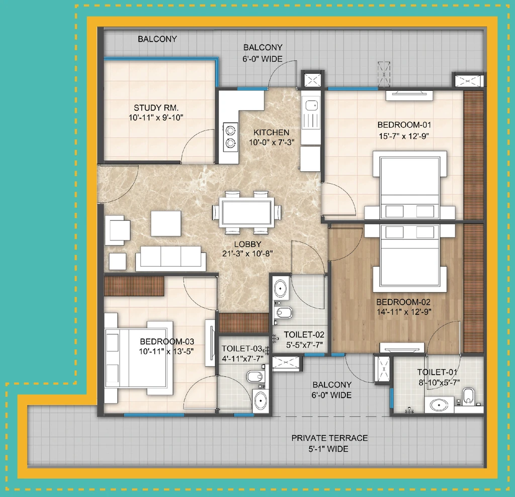 4 BHK Flat in Emerald Aanandam Residency in Sector 89, Faridabad - Image 904195