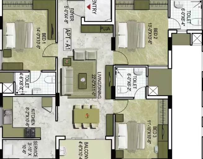 3 BHK Flat in LML The Luxe One in Kattupakkam, Chennai - Image 904165