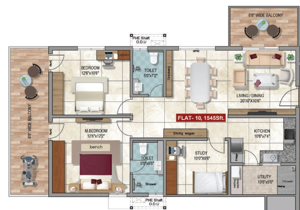 3 BHK Flat in Vijetha Tranquil East in Hayathnagar, Hyderabad - Image 904135