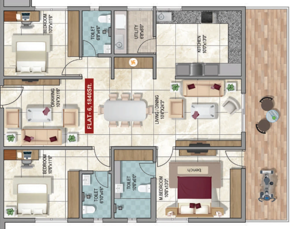3 BHK Flat in Vijetha Tranquil East in Hayathnagar, Hyderabad - Image 904137