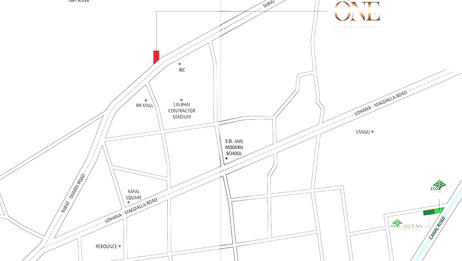 Location of Eco One in Piplod, Surat - Image 371556