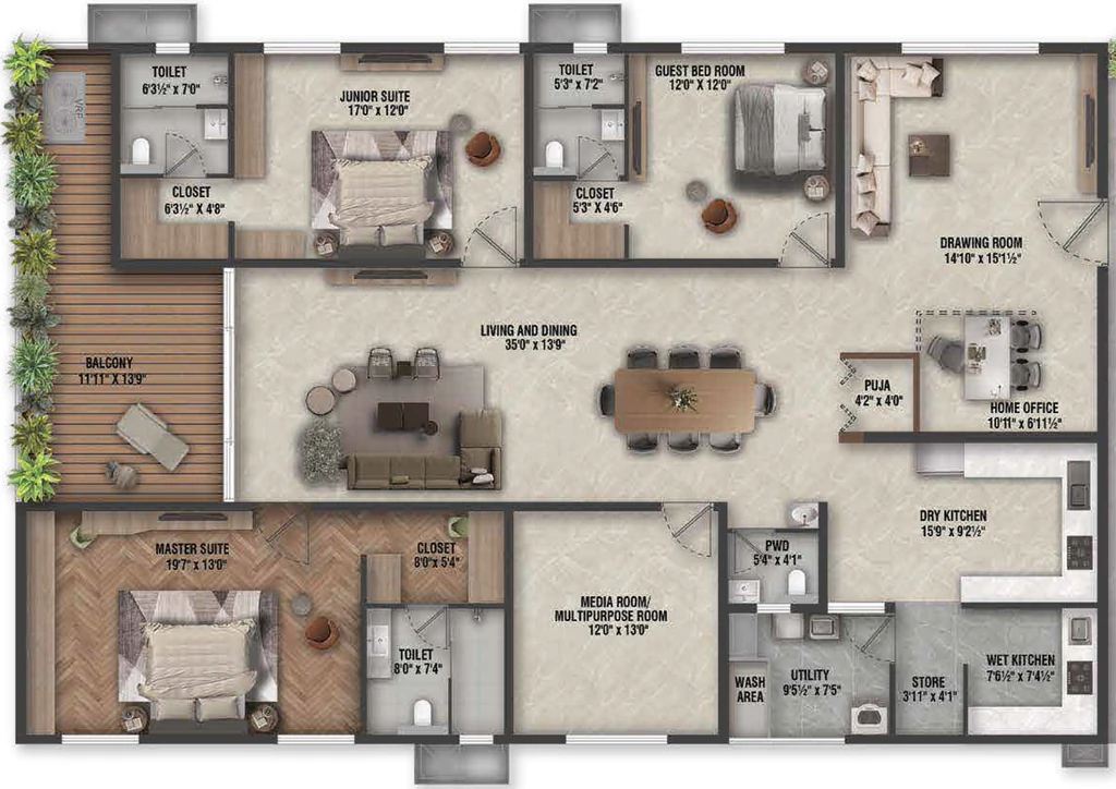 4 BHK Flat in Savya The Edition in Kothaguda, Hyderabad - Image 904335