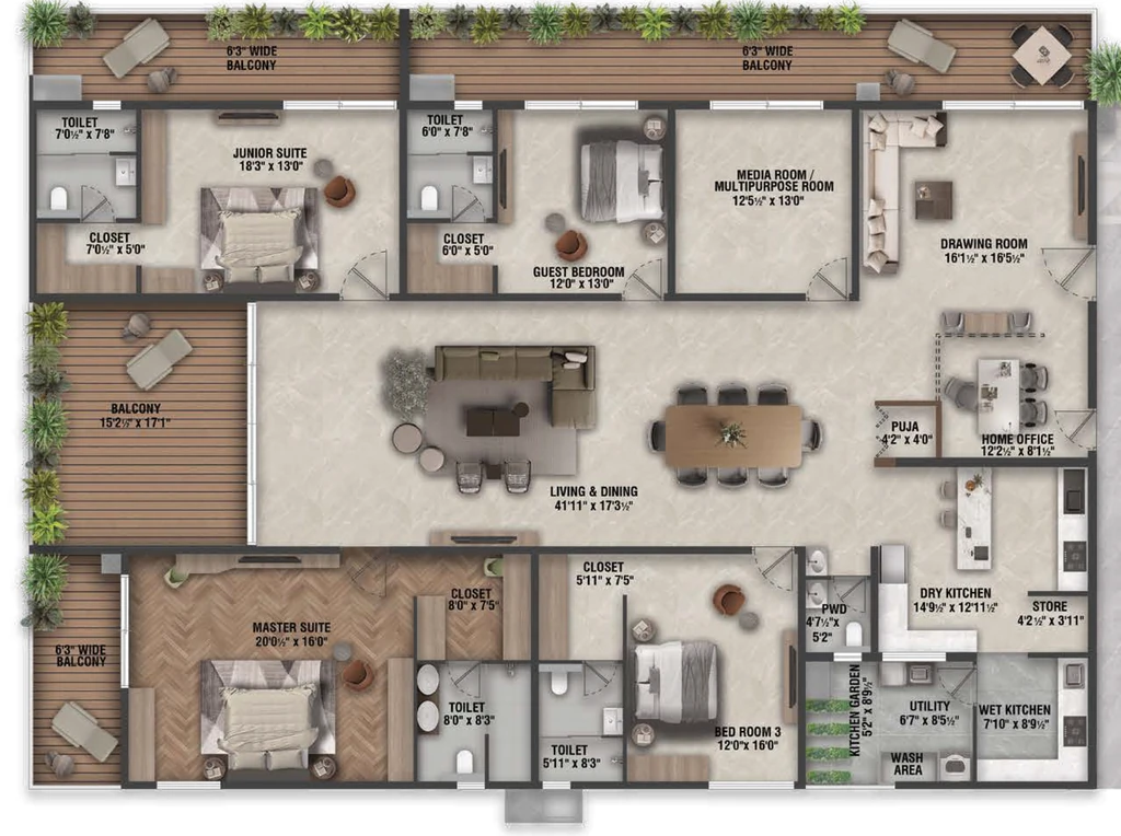4.5 BHK Flat in Savya The Edition in Kothaguda, Hyderabad - Image 904337