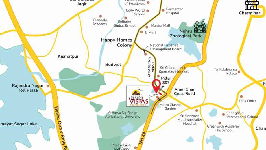 Location of Peers Serene Vistas in Rajendra Nagar, Hyderabad - Image 371890