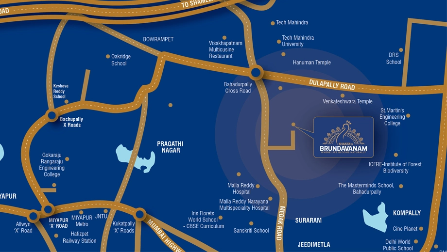 Location of Shasta Brundavanam in Bahadurpally, Hyderabad - Image 371909
