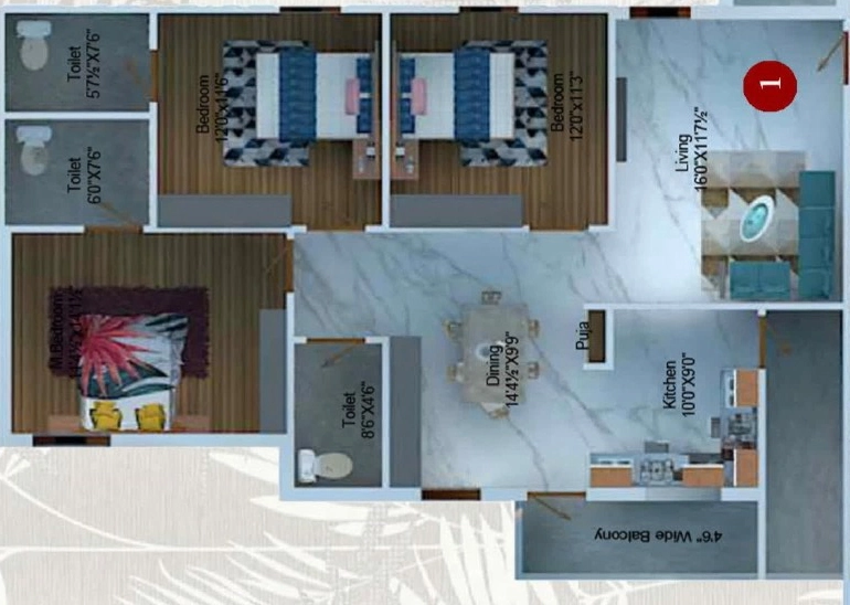 3 BHK Flat in SR And DNR Laxmi Residency in Miyapur, Hyderabad - Image 904353