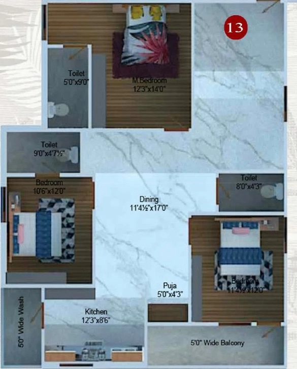 3 BHK Flat in SR And DNR Laxmi Residency in Miyapur, Hyderabad - Image 904355